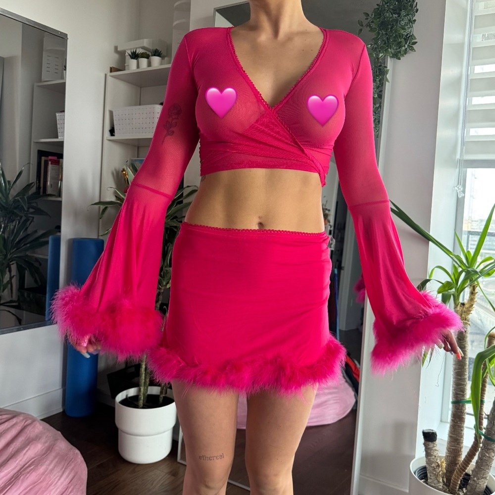 Sugar Thrillz Pink Lace Trim Set